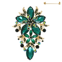 CRYSTAL RHINESTONE FLORAL BROOCH PIN